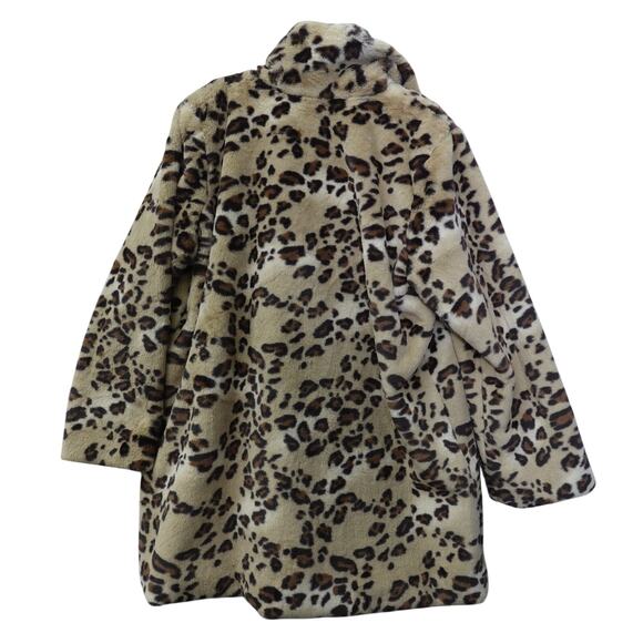 Dennis Basso Cheetah Faux Fur Coat Womens Jacket Notch Collar Crossover Lapel 1X - Picture 3 of 12